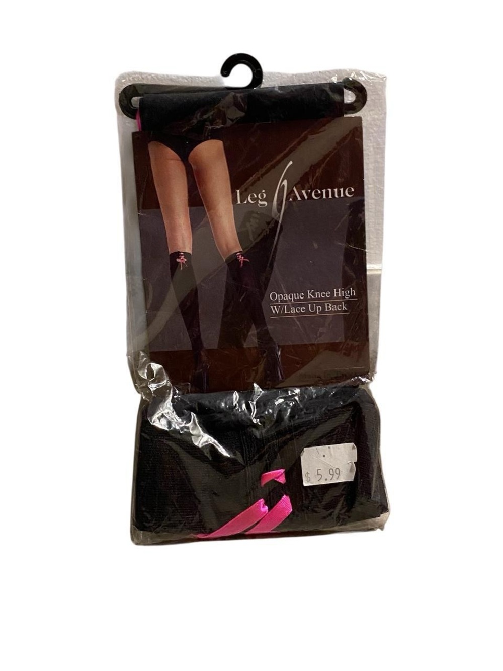 Leg Avenue Y2K Opaque Knee High W/ Lace Up Back
